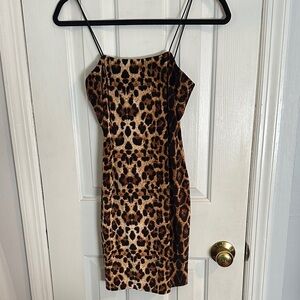Aqua Brown Leopard Print Mini Dress